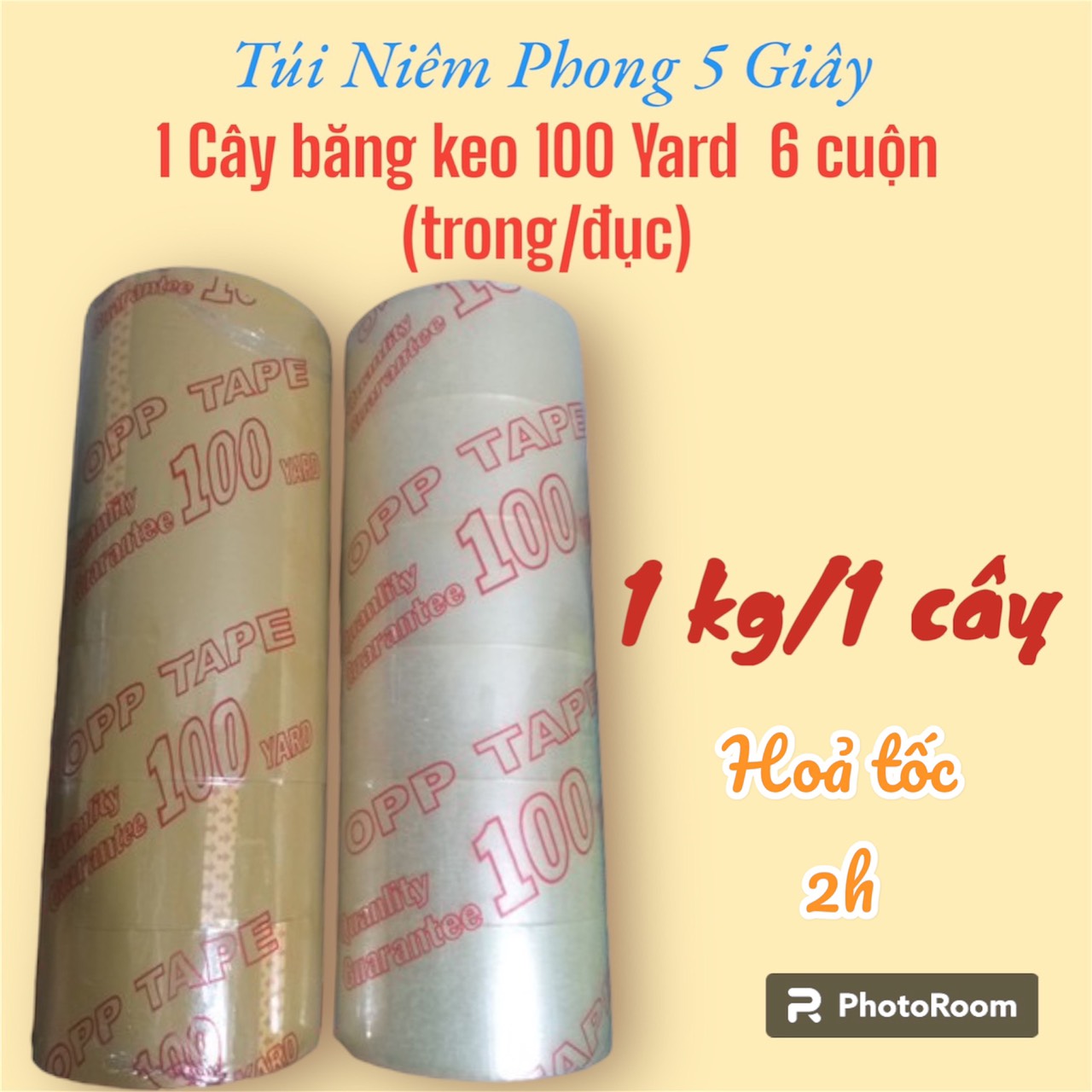 Băng keo đóng hàng siêu dính 1 cây 6 cuộn 1KG/cây chất lượng cao đóng gói hàng hóa cực chắc chắn