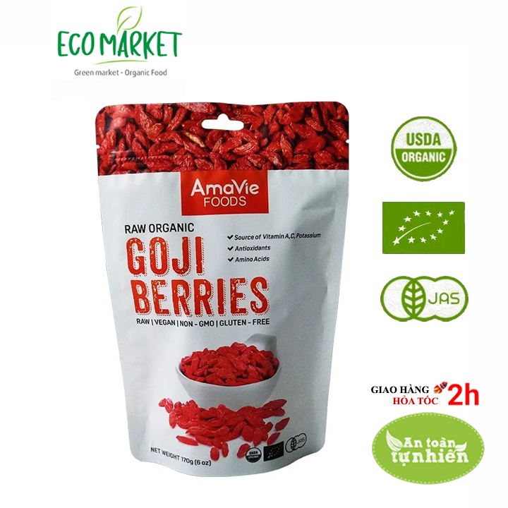 Kỷ tử hữu cơ AmaVie Foods 170g chứng nhận hữu cơ Châu Âu