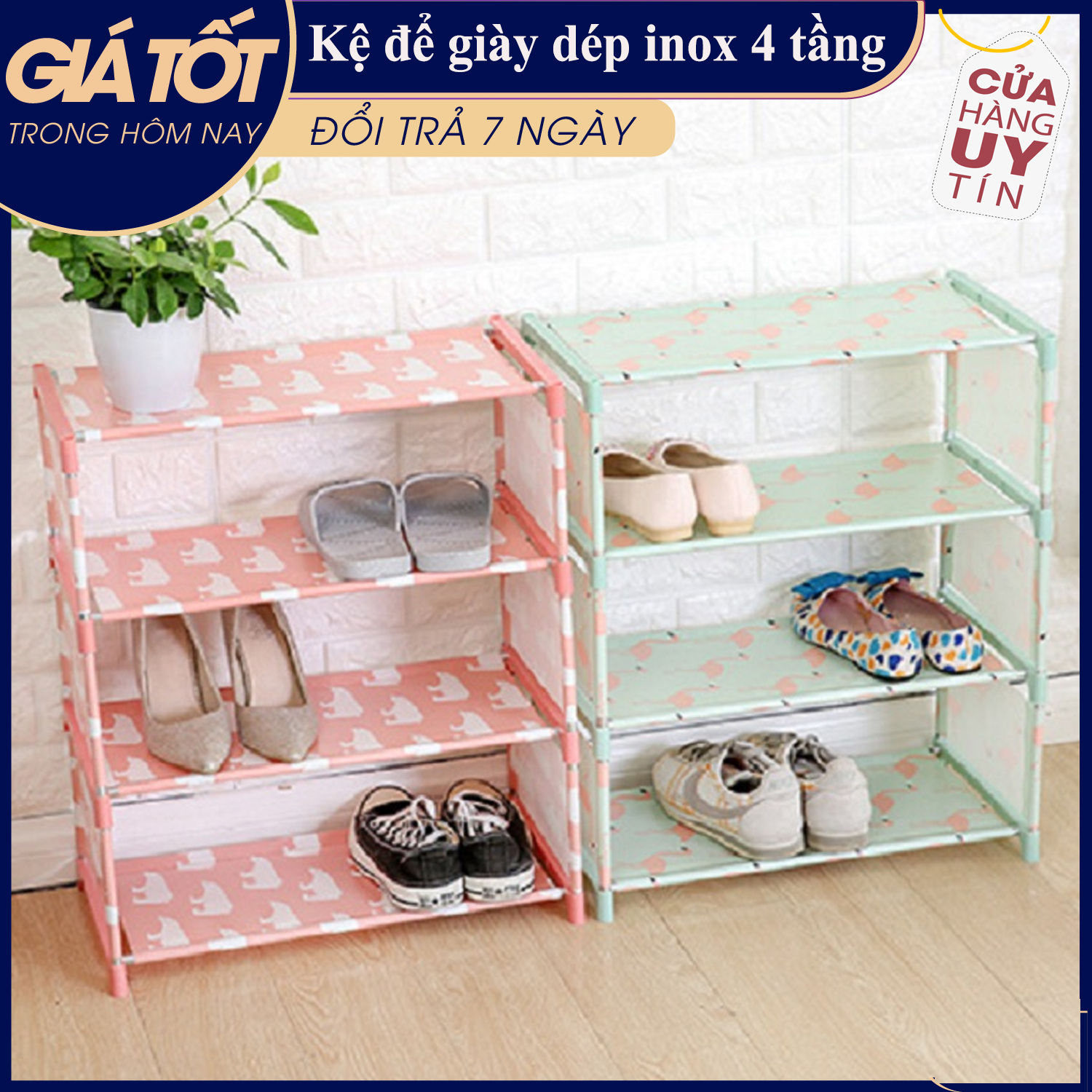 Kệ để giày dép 4 tầng inox cao cấp mẫu mới Hàng New- Kệ giày dép 4 tầng khung inox,giá để giày inox, giầy dép,kệ để đồ,kệ sách Mẫu mới hoạ tiết hoa văn cao cấp - Hàng Hot 2021