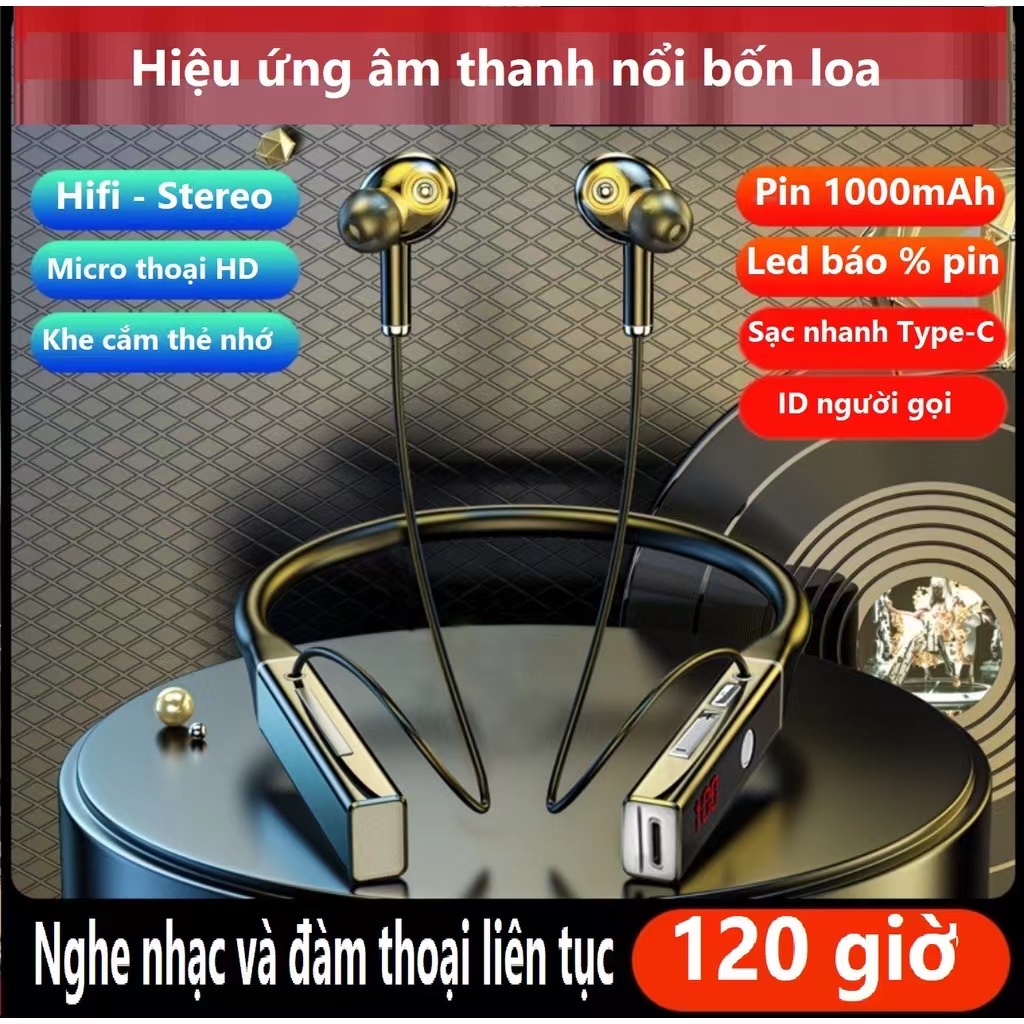 Tai Nghe Bluetooth F8 5.2 Bốn Loa, Âm Thanh Vòm 12D Hifi Stereo