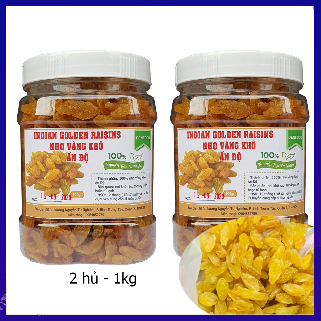 Nho vàng sấy khô Ấn Độ 1kg - India Golden Raisin