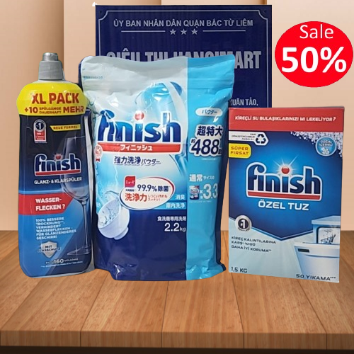 Combo Bột Rửa Bát Finish Classic 2.2Kg hoặc Bóng Finish 750Ml hoặc Muối Finish 1.5Kg - Hanoimart