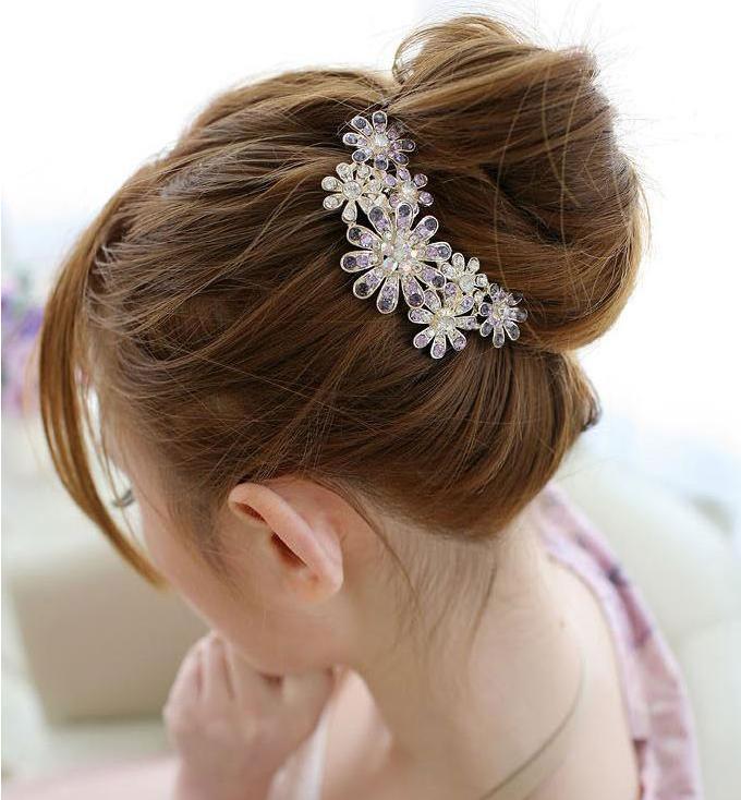 Cài Tóc Bông Hoa Cúc Dại Đính Đá Tím