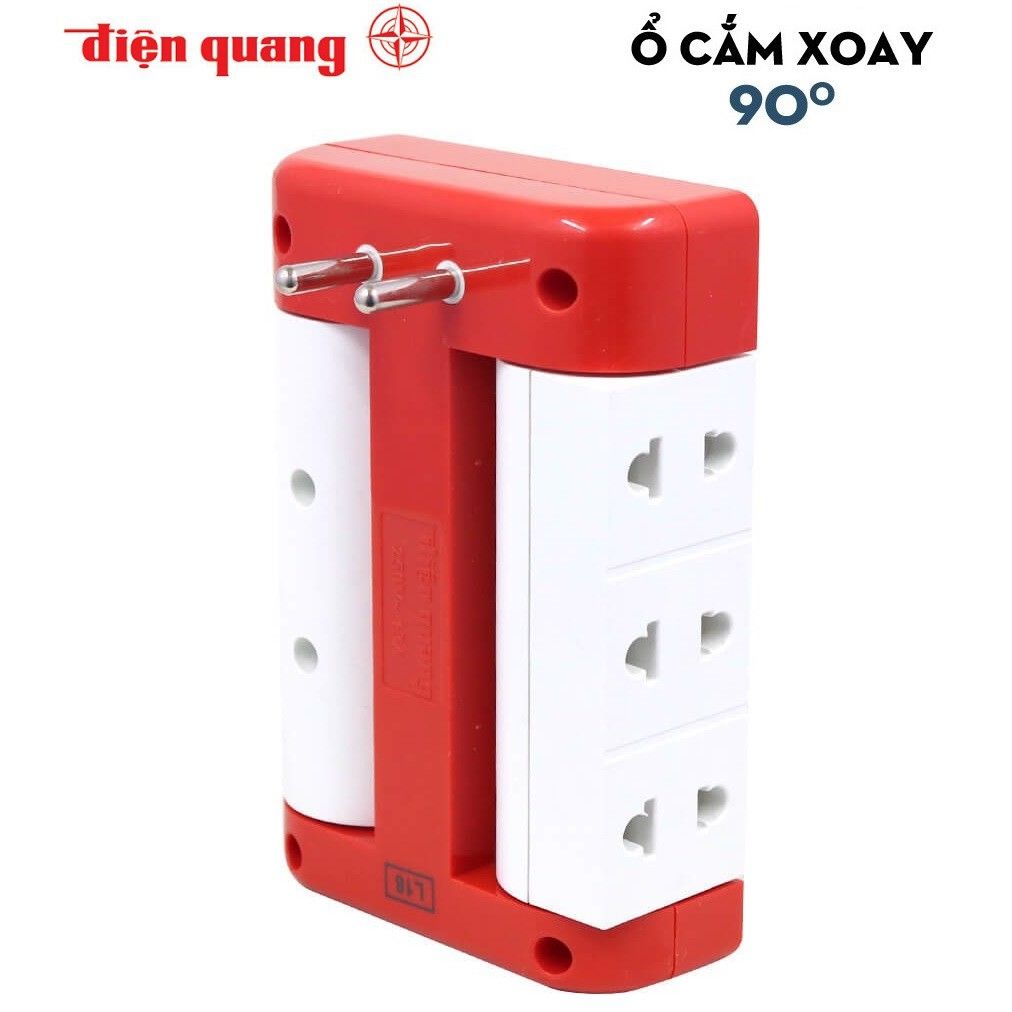 Ổ CẮM XOAY 90 ĐỘ ĐIỆN QUANG ĐQ ESK RT 6RW - ĐỎ