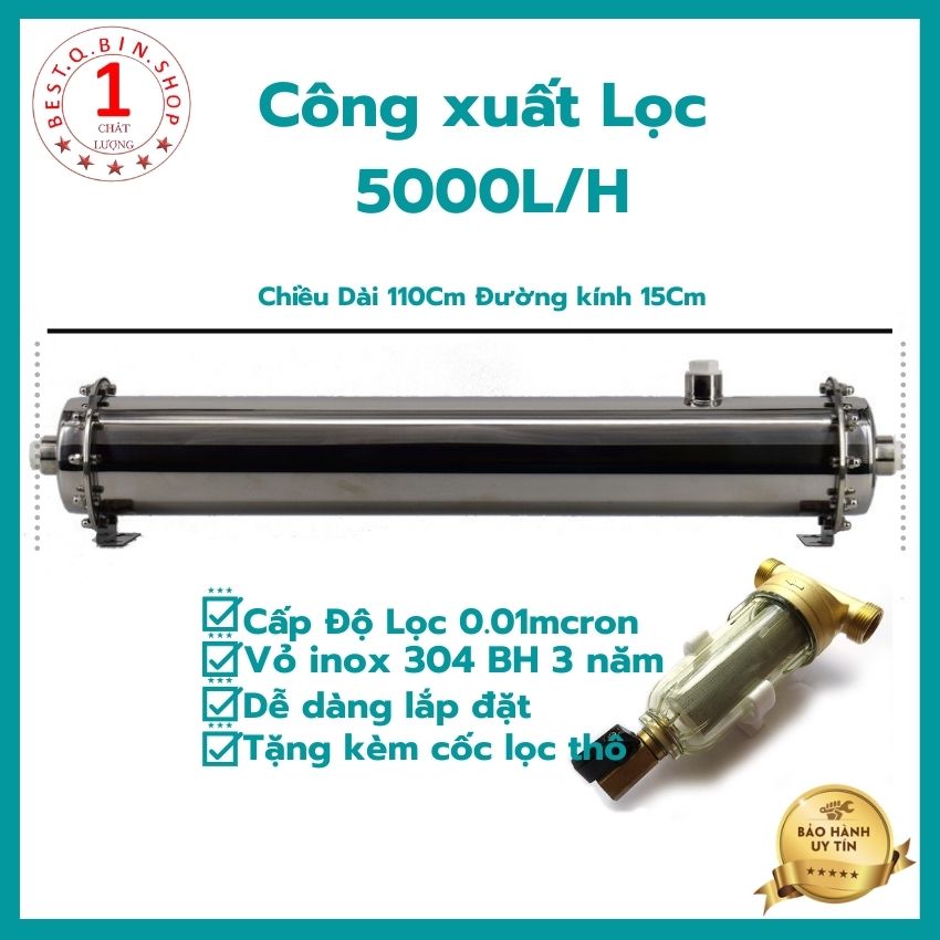 Lọc Nước-Cột Lọc Nước Sinh Hoạt Công xuất 5000L/h Lọc cặn bẩn trong nước Độ Đục sau lọc 0.1NTU Bảo Hành 3 Năm Maitoshi