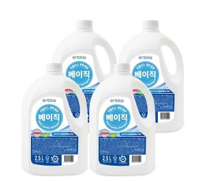 Thùng 4 can Nước giặt 2,5 L gốc thực vật Enbliss Basic Hàn Quốc