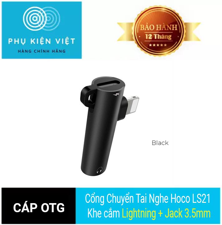Cổng chuyển tai nghe hoco ls21 khe cắm lightning + jack 3.5mm