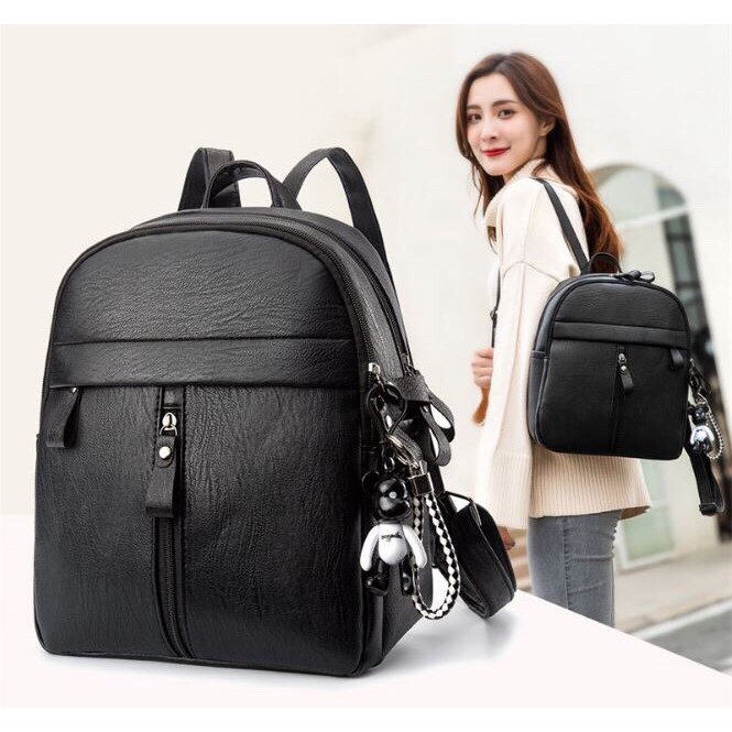 Ba lô da nữ hàn quốc kiểu dáng siêu cute bl053 tặng móc gấu