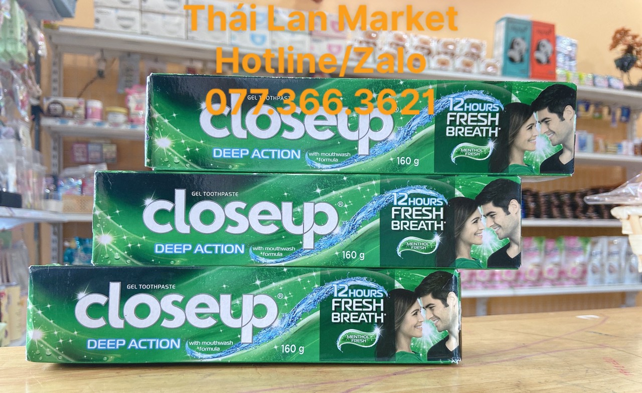 Kem đánh răng closeup deep action 12 hours fresh breath thái lan 160gr