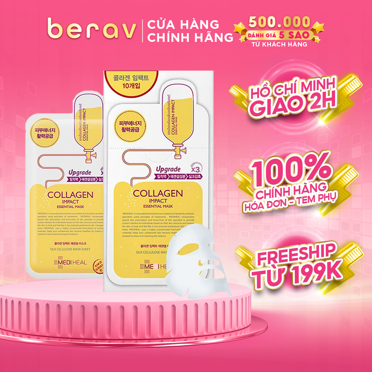 Hộp 10 mặt nạ Mediheal phục hồi da dưỡng da căng mịn Collagen Impact Essential Mask Ex 25ml x5