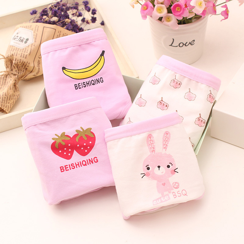 Set 4 Quần Chip tam giác hình thỏ trái cây cho bé Gái , hàng cao cấp,vải mịn, Co Dãn 4 chiều cho bé 3t-12tuoi