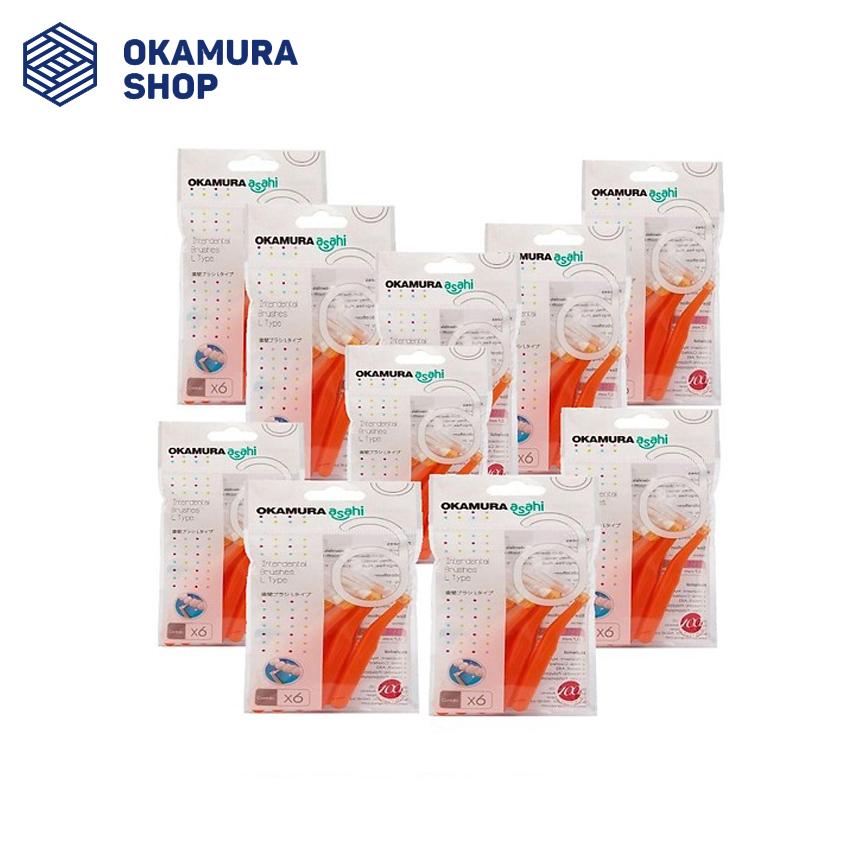 [HCM]Combo 10 tặng 1  Gói Bàn chải kẽ răng cao cấp Nhật Bản Okamura Asahi dạng chữ L