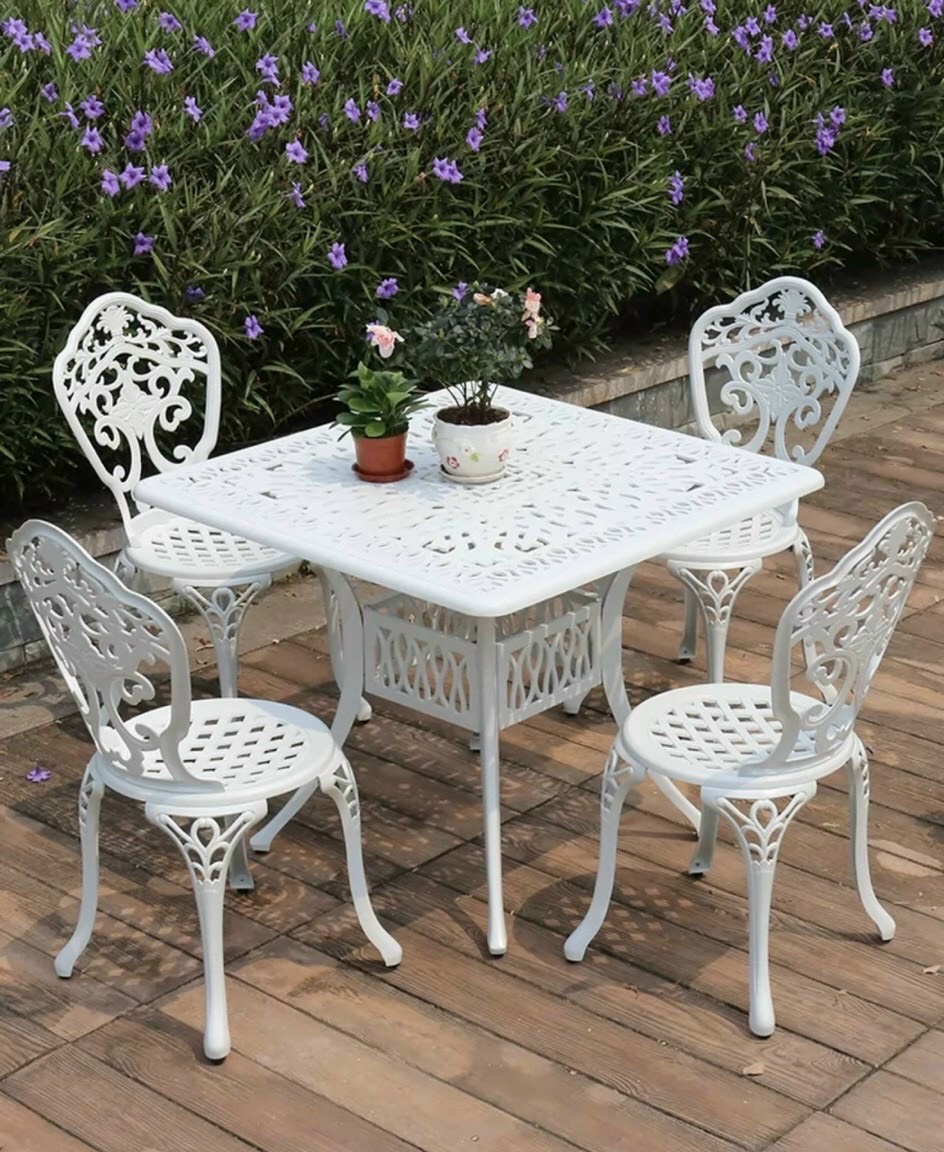 Bộ bàn ghế nhôm đúc, bàn ghế sân vườn, bàn ghế ngoài trời (1 bàn 4 ghế)