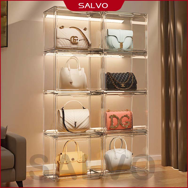  Acrylic hộp mica hộp nhựa trong suốt túi xách mỹ phẩm hộp trưng bày mô hình búp bê Hộp đựng túi xách 