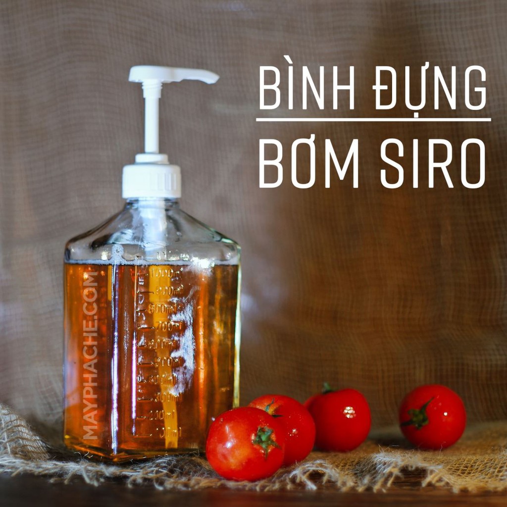 Bình đựng siro bằng nhựa / thủy tinh có vòi pump định lượng 10ml 1 lần bơm