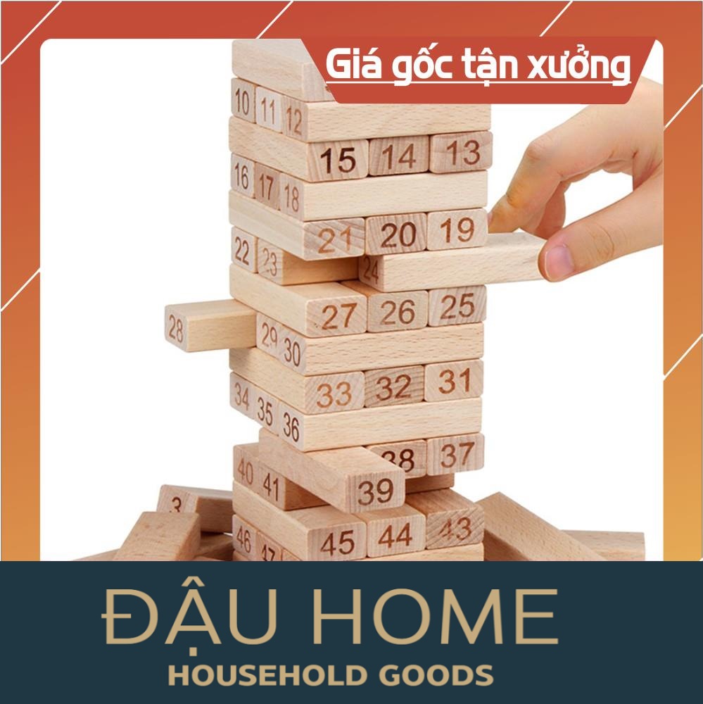 Bộ Đồ Chơi Rút Gỗ 54 Chi Tiết Xếp Hình Domino Xả Stress - Trò Chơi Gắn Kết Gia Đình - Đậu Home