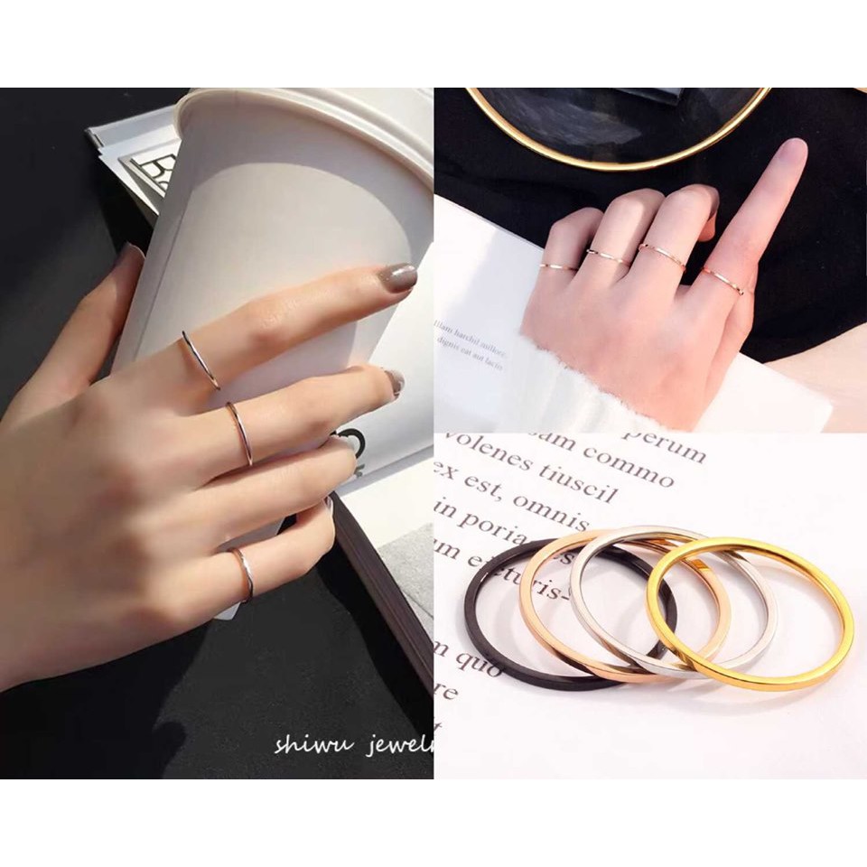 Nhẫn trơn titan loại siêu mỏng - nhẫn cá tính unisex siêu bền không dị ứng không gỉ