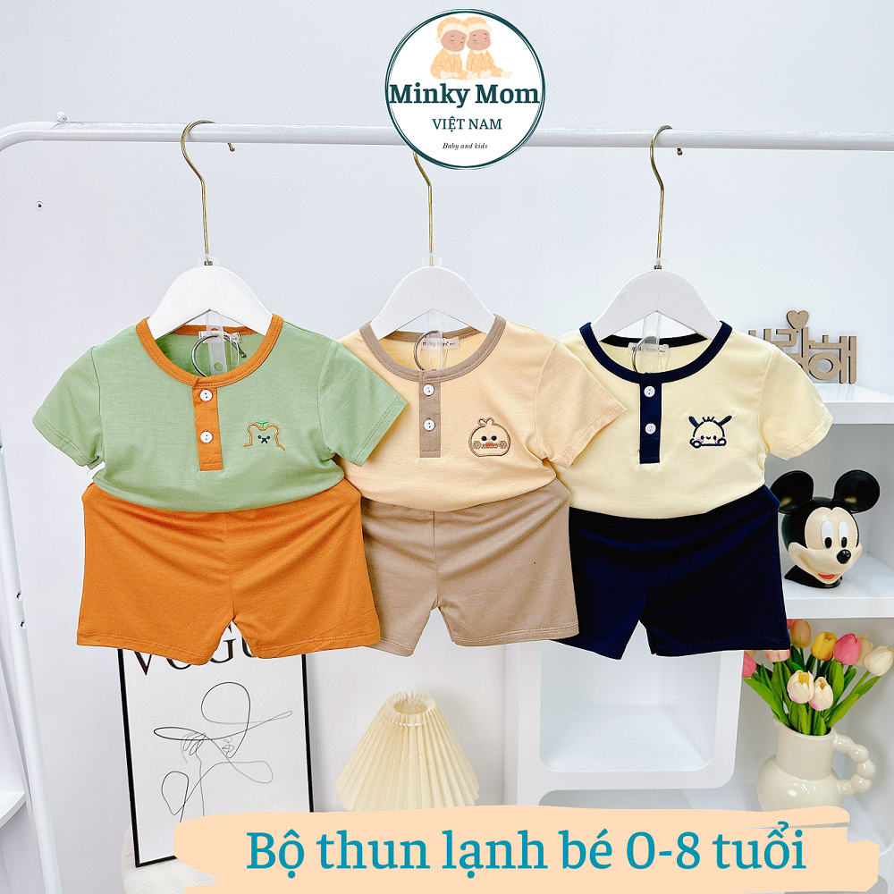 Bộ Quần Áo Trẻ Em Vải Thun Lạnh Hiệu Minky Mom Cho Bé Trai Bé Gái Từ 08 Tuổi Tương Đương 827kg TNTR29