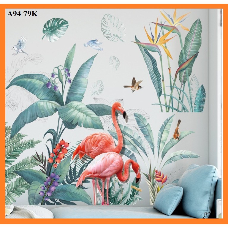 Decal dán tường hạc lùm cây A94 phong cách Bắc Âu