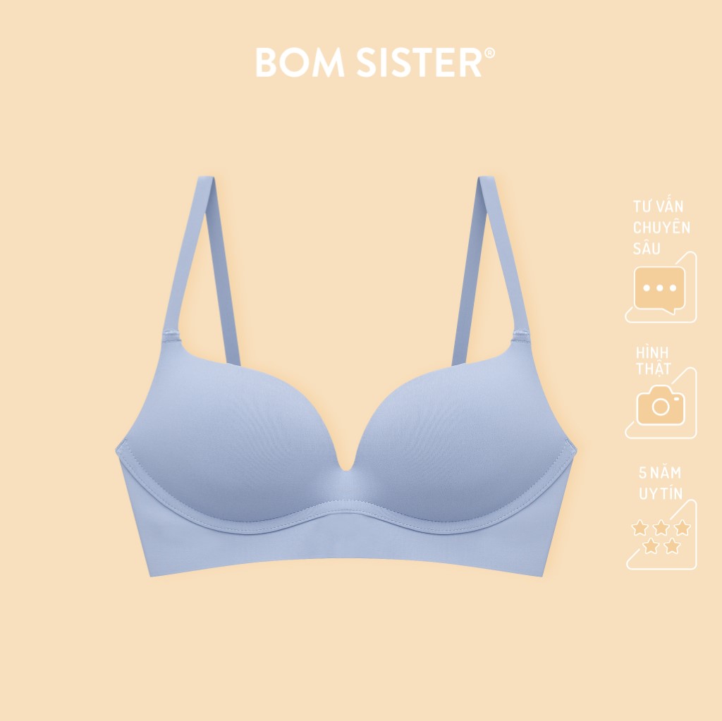 Áo lót mút mỏng không gọng thoải mái su đúc màu trơn nâng ngực tự nhiên BOM SISTER A9902