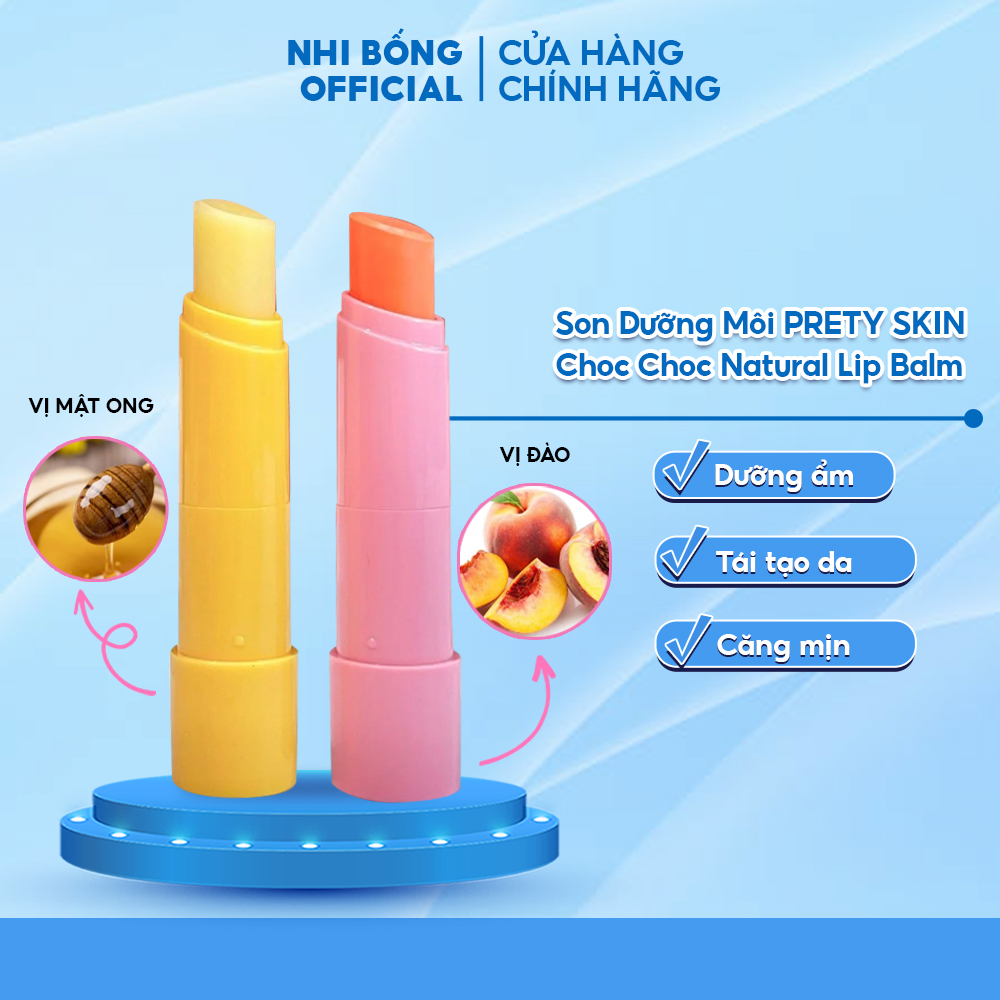 Son dưỡng môi prety skin hàn quốc choc choc natural lip balm dưỡng ẩm chống khô môi giúp môi luôn căng mọng
