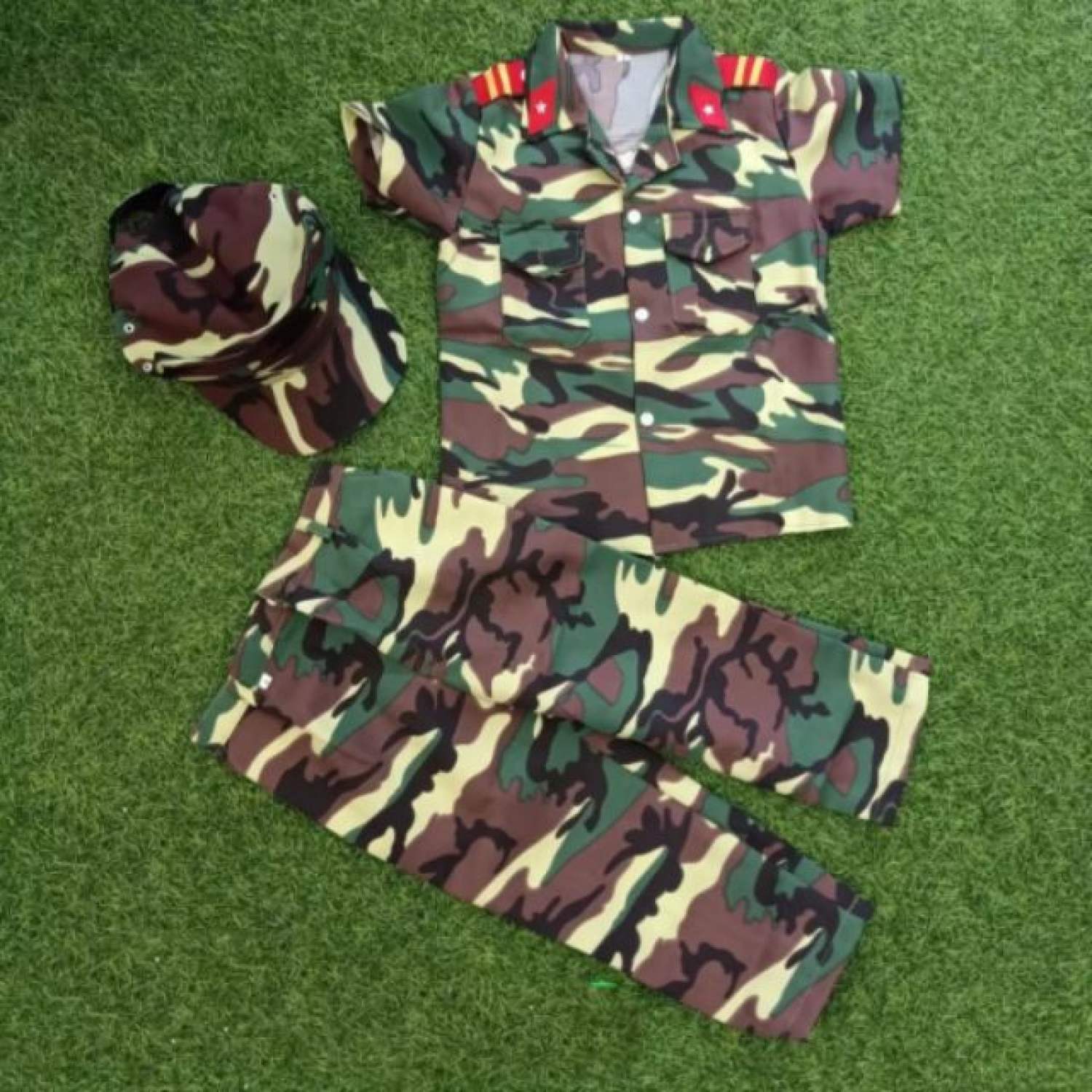 Bộ Đồ Rằn Ri Trẻ Em Kèm Mũ Đủ Size Từ 1 Đến 12 Tuổi