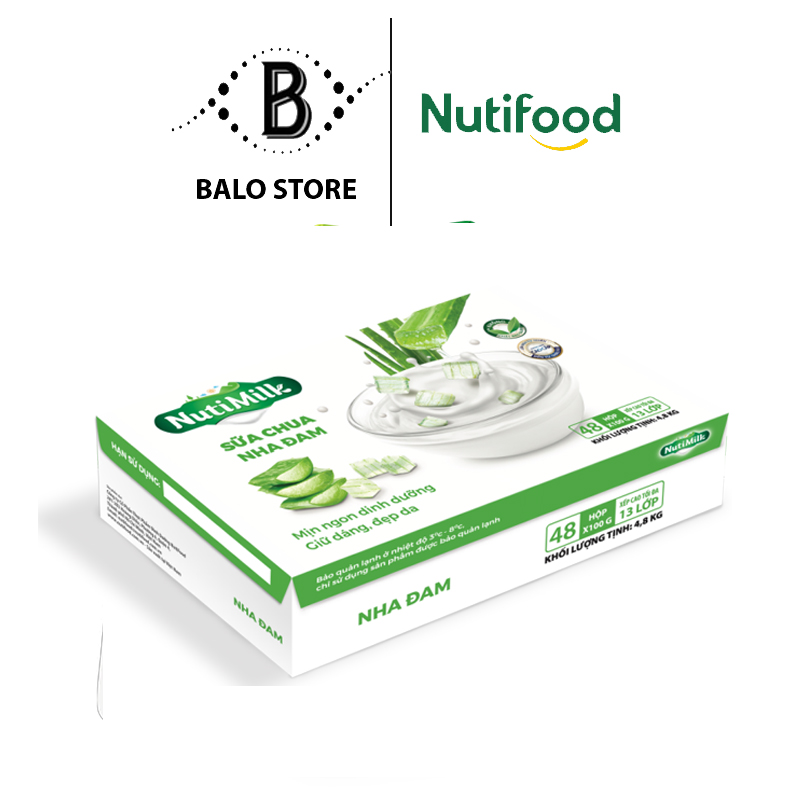 NutiMilk Thùng 48 Hộp Sữa chua Nha Đam TU.NSCNDLA - Thương Hiệu NUTIFOOD - BALO STORE