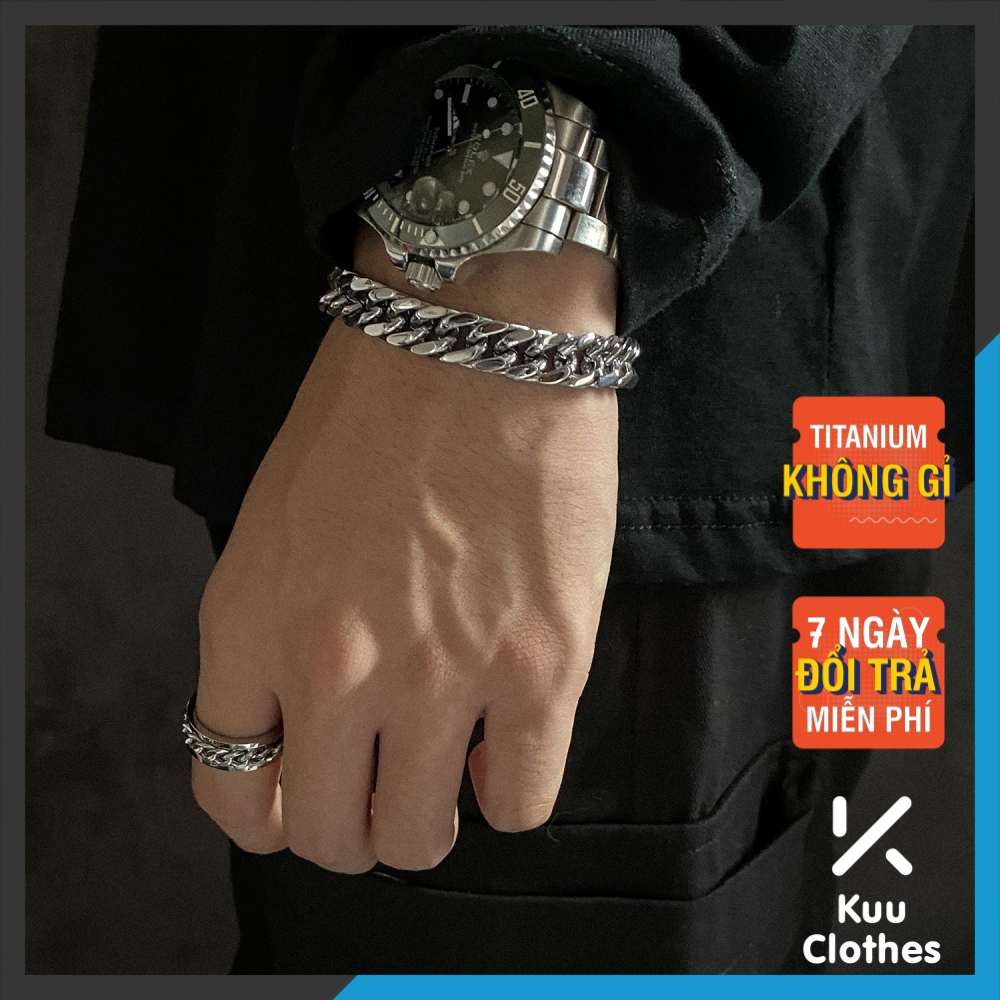 Vòng Tay Nam Cuban TIN Cuff HipHop Kuu Clothes Ngầu Chất Dạng Chuỗi - Lắc Tay Xích Đẹp Streetwear Thép Titan Không Gỉ