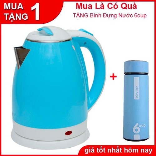 Ấm đun nước siêu tốc 1.8L 2 lớp tặng kèm bình nước thuỷ tinh - AD11