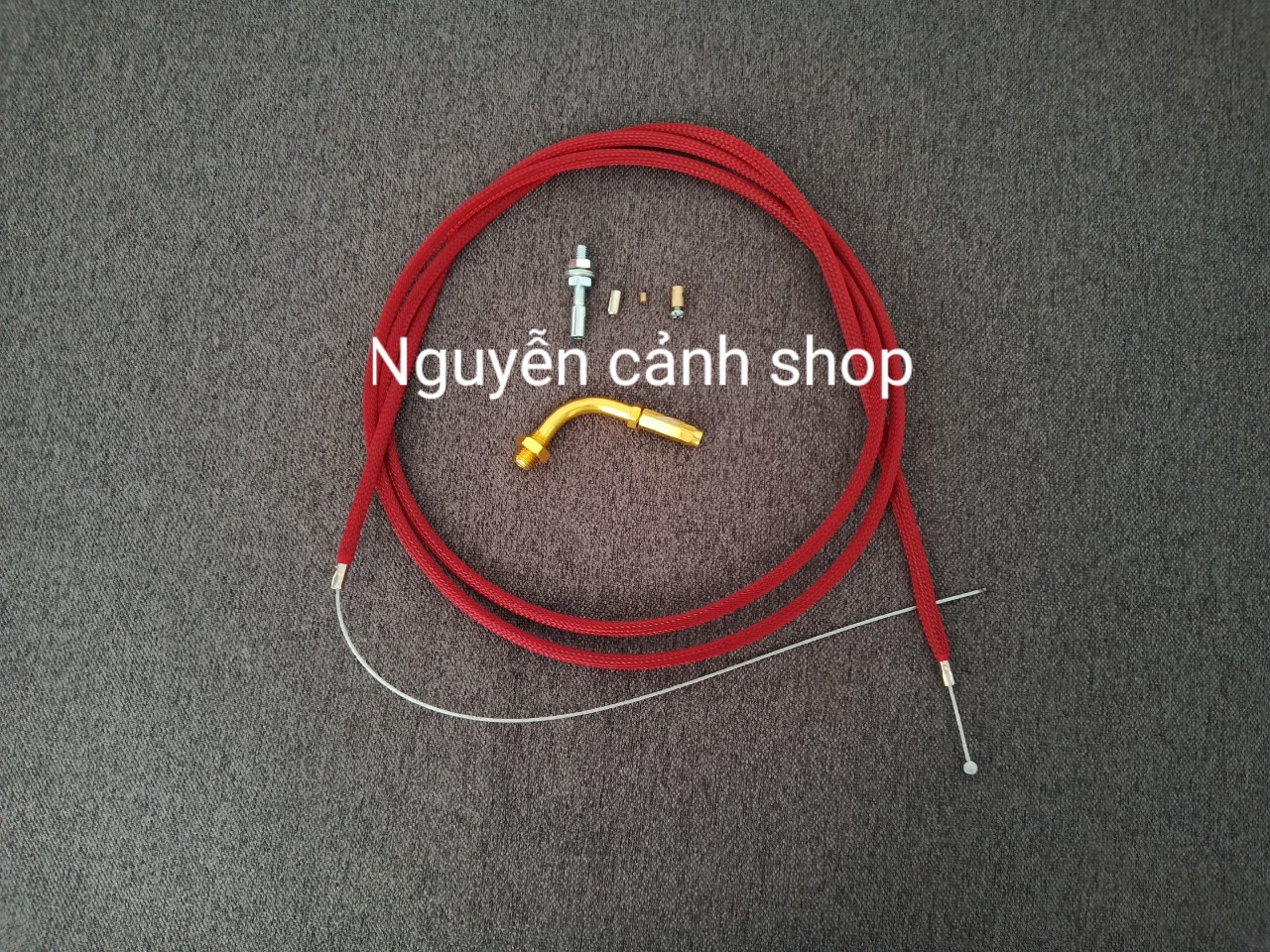 Dây ga đỏ +đầu ga domino màu -xe wave ,sirius=combo 2 món
