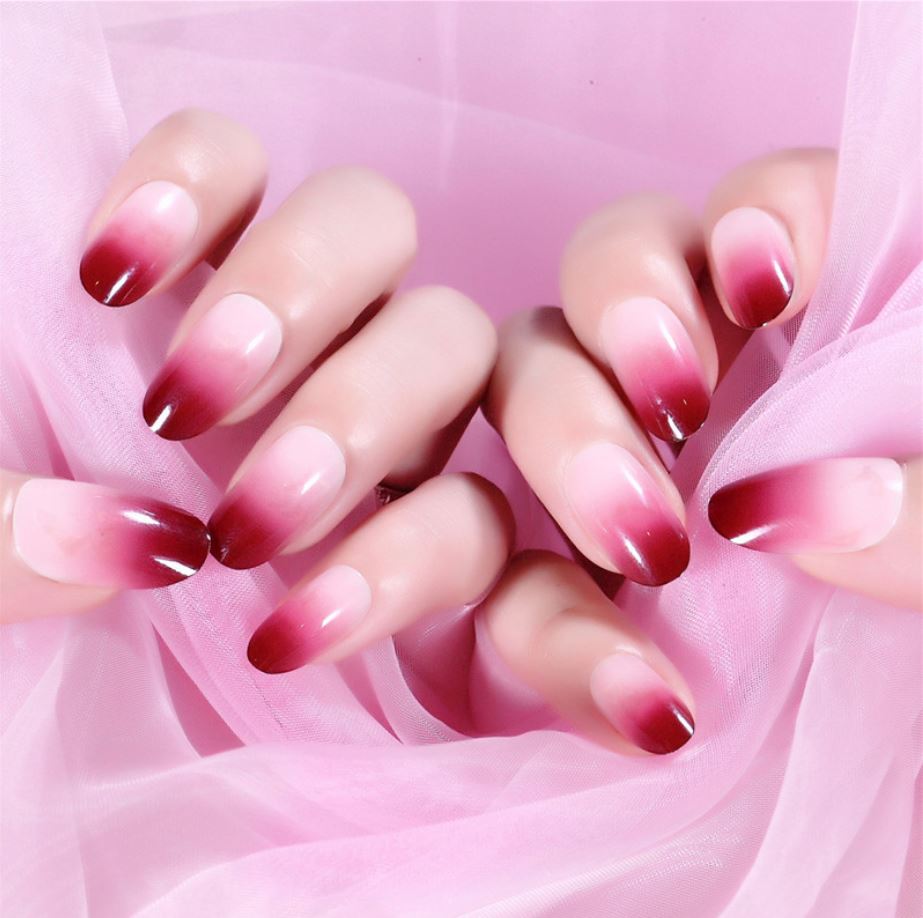 Bộ 24 móng tay giả ombre tím nho (kèm keo)