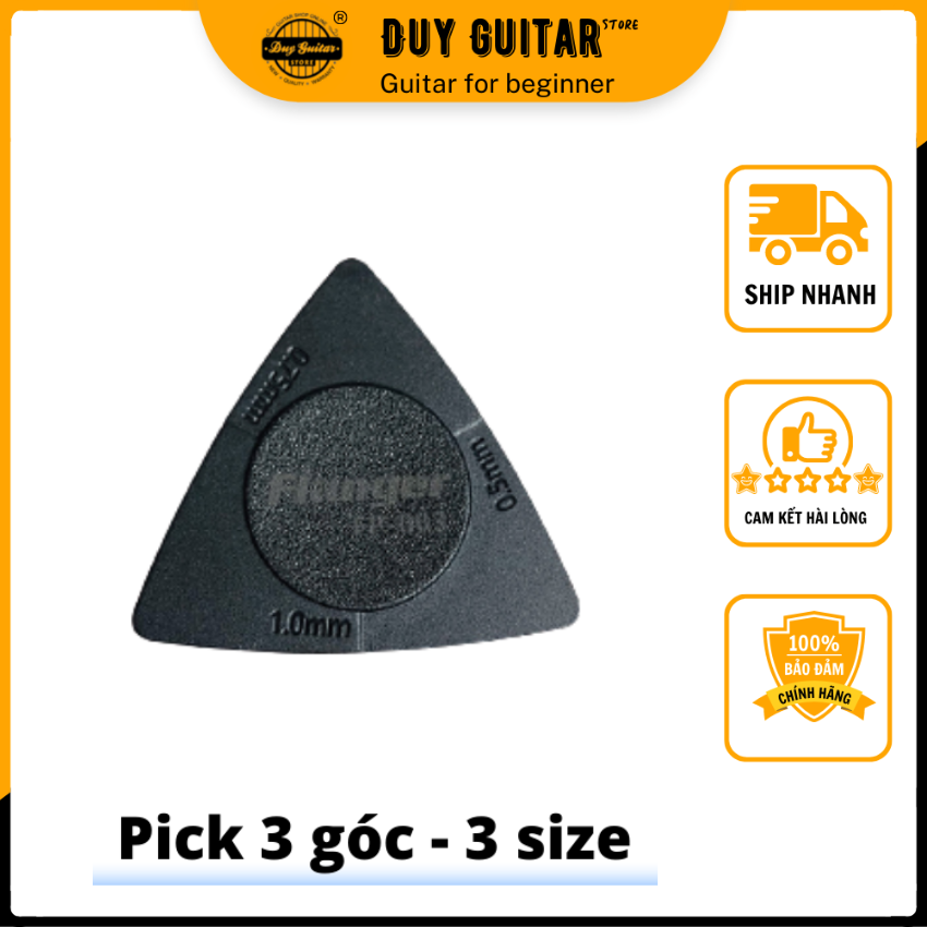 1 guitar pick flanger fp-003 màu đen 1 cái sử dụng cho 3 size 0.5mm - 0.75mm - 1mm duy guitar store chuyên phụ kiện đàn guitar sale rẻ dưới 49k
