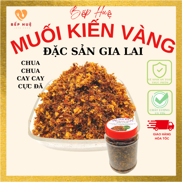 Muối kiến vàng bếp huệ lọ 100g đặc sản gia lai ăn cùng bò một nắng hải sản gà heo rau luộc trái cây gia vị ướp nướng chiên lẩu