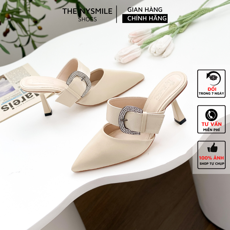 Giày sục 7 phân nữ bít mũi khoen đá , sục nữ - THENYSMILE - MAYNA 2