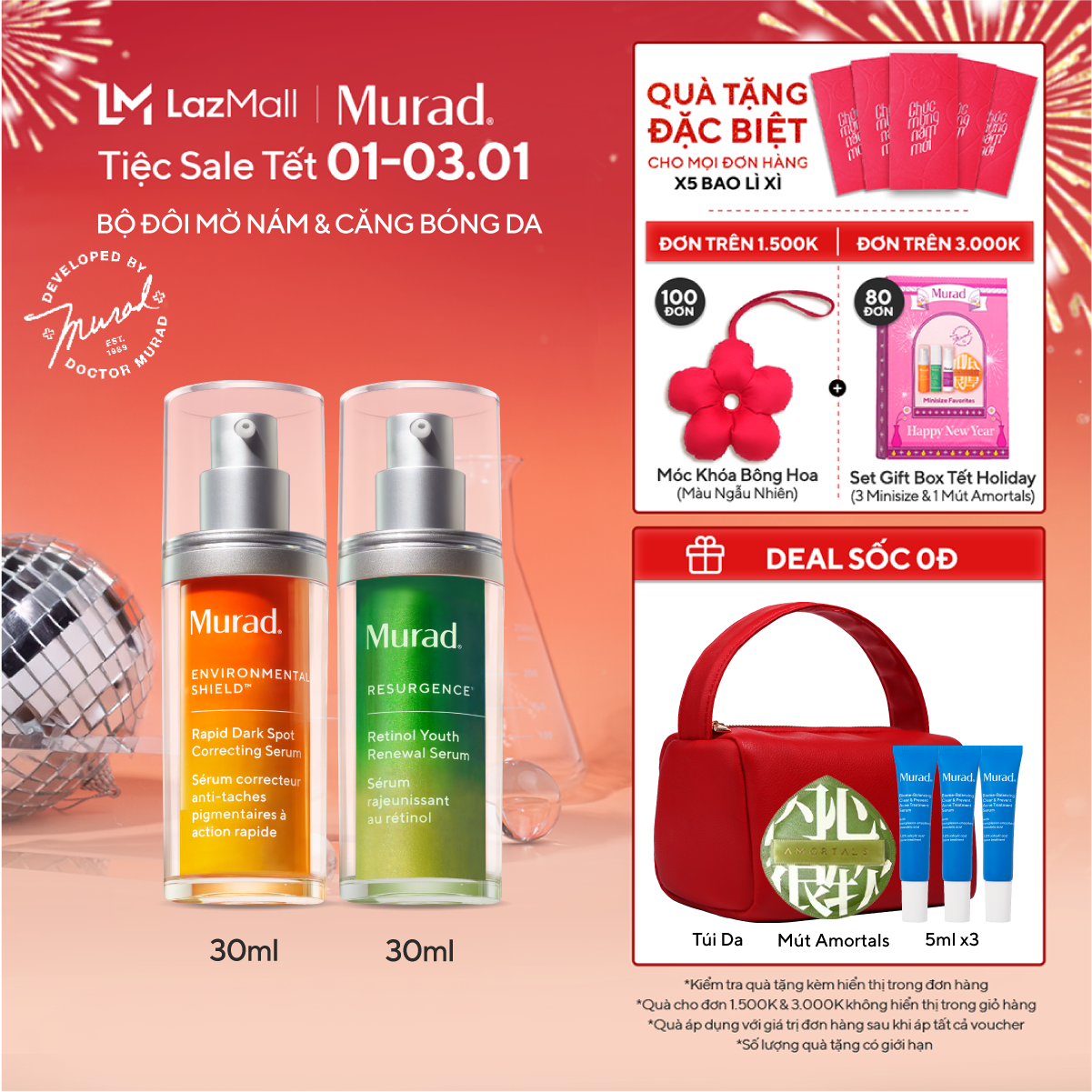 Bộ đôi hỗ trợ cải thiện thâm nám Rapid Dark Spot Serum 30ml & ngăn ngừa lão hóa Retinol Youth Renewal Serum 50ml