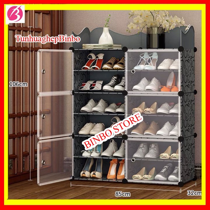 [MẪU tủ giày kiểu mới] Tủ nhựa lắp ghép để giày dép - Kệ sắp xếp giày 12 ngăn để được 24 ĐÔI GIÀY tặng kèm ngăn lượn sóng, dễ dàng tháo lắp, tiện lợi