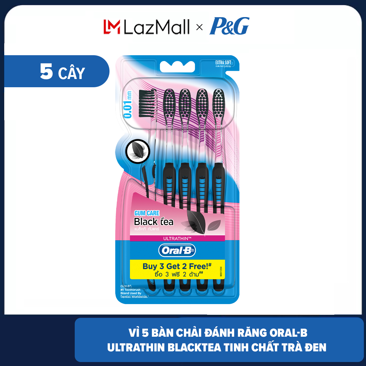 Vỉ 5 Bàn Chải Đánh Răng ORAL-B Ultrathin Nhiều Loại