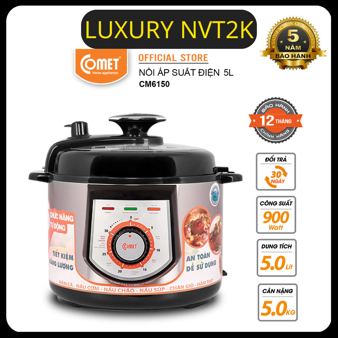 Nồi áp suất đa năng comet - cm6150 5.0l - hàng chính hãng - bảo hành 12 tháng