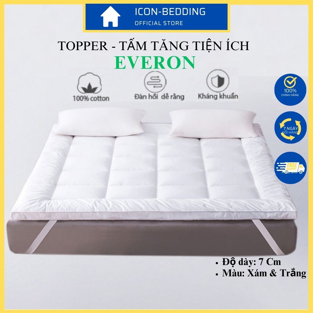 Topper Everon Làm Mềm Nệm, Tấm Lót Nệm, Tấm Tăng Tiện Ích Nệm - Hàng Chính Hãng By ICON-BEDDING