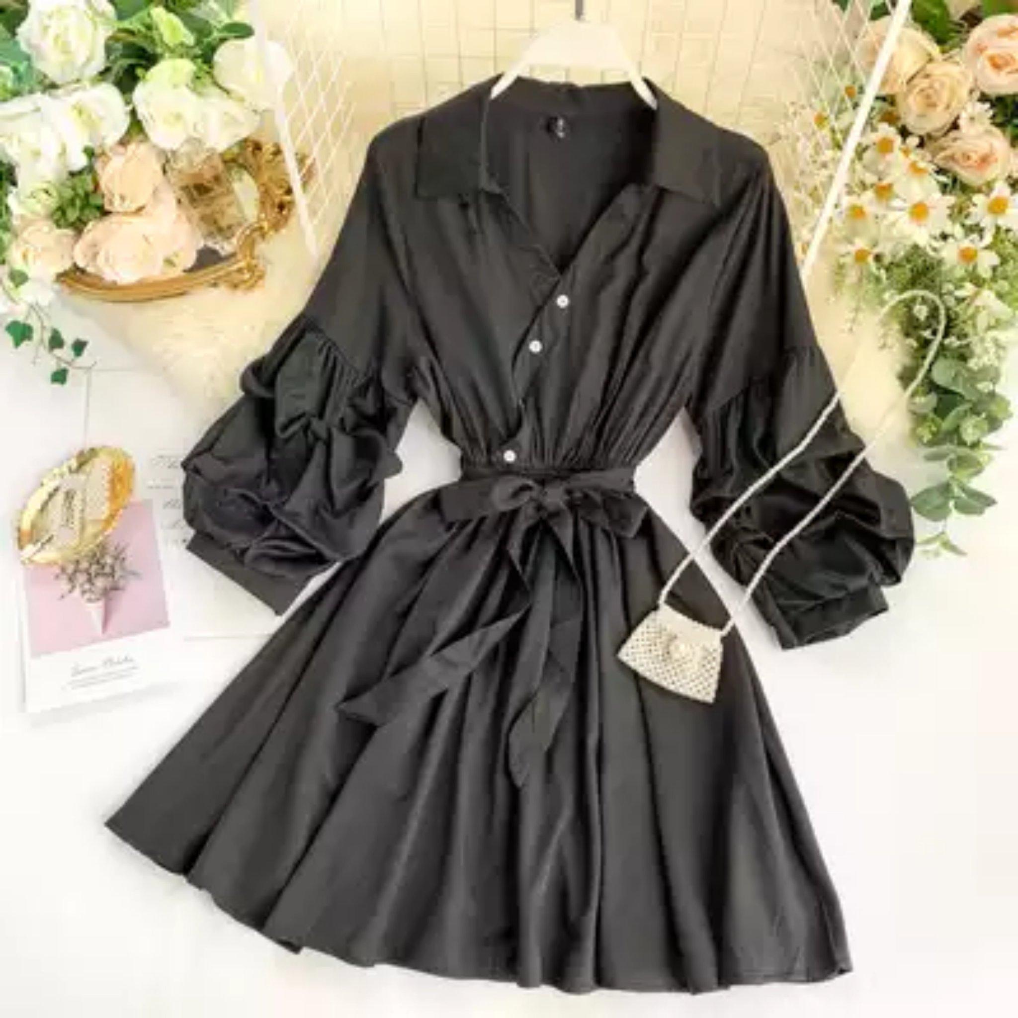 Đầm xòe hina tay xếp ly
