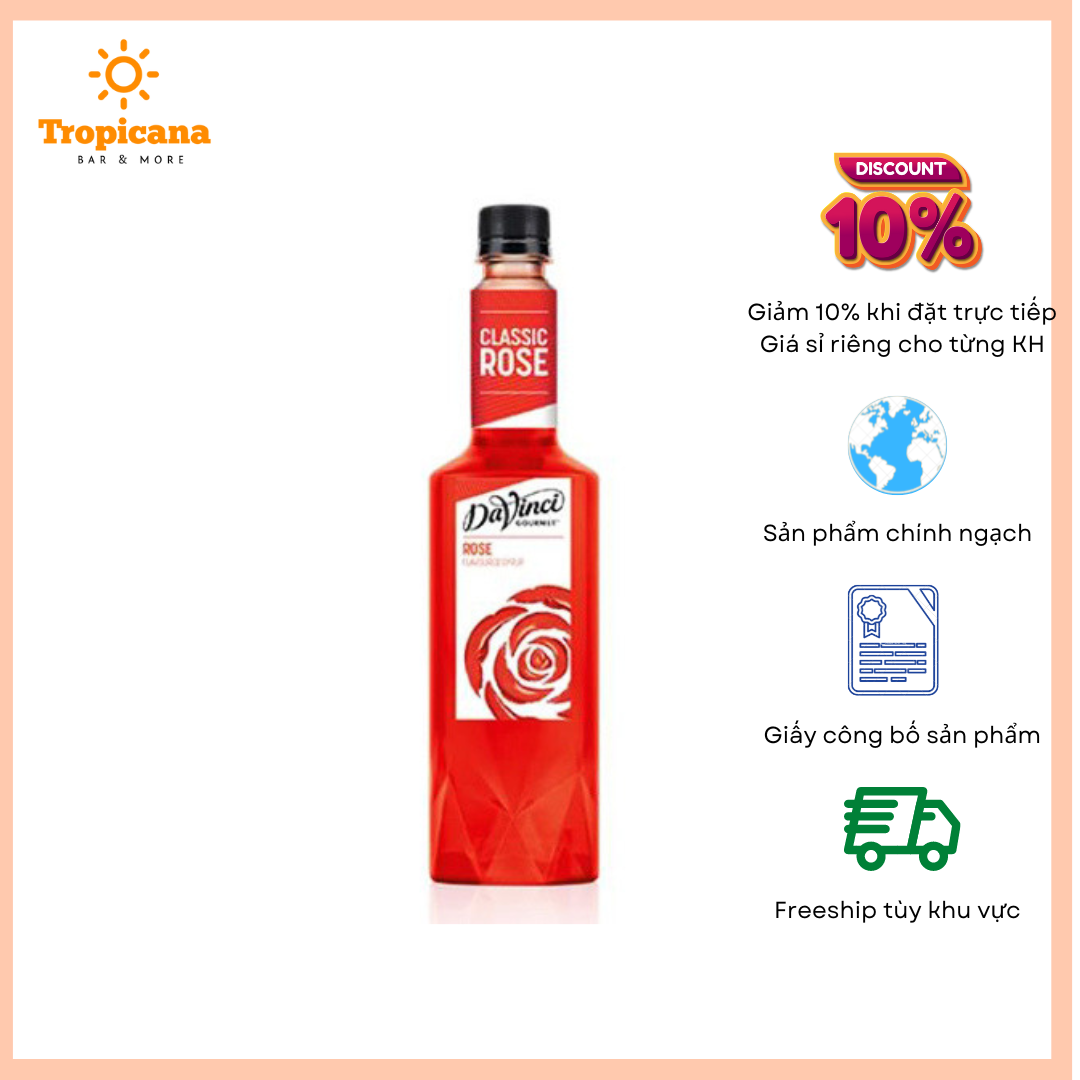 Syrup hoa hồng davinci - chai 750ml