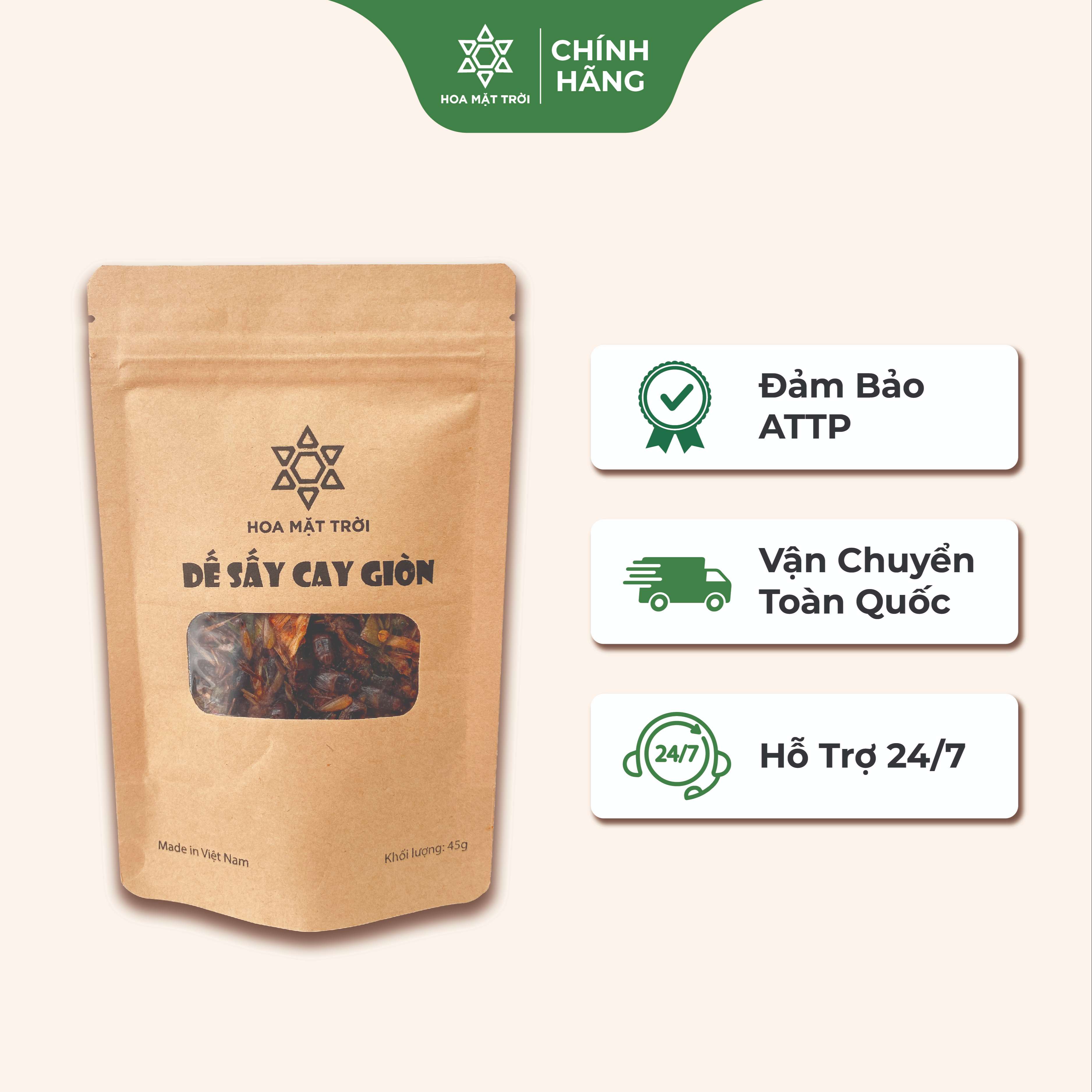 Dế sấy, dế mèn sấy cay giòn, dế thái vàng, đồ khô, đồ sấy, thực phẩm khô, thực phẩm sấy làm đồ nhậu HOA MẶT TRỜI FARM