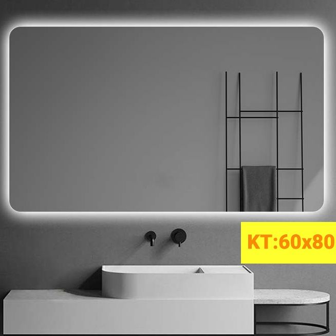 Gương phòng tắm đèn led hoàng kim kích thước 60x80cm tính năng cảm ứng thông minh - guonghoangkim