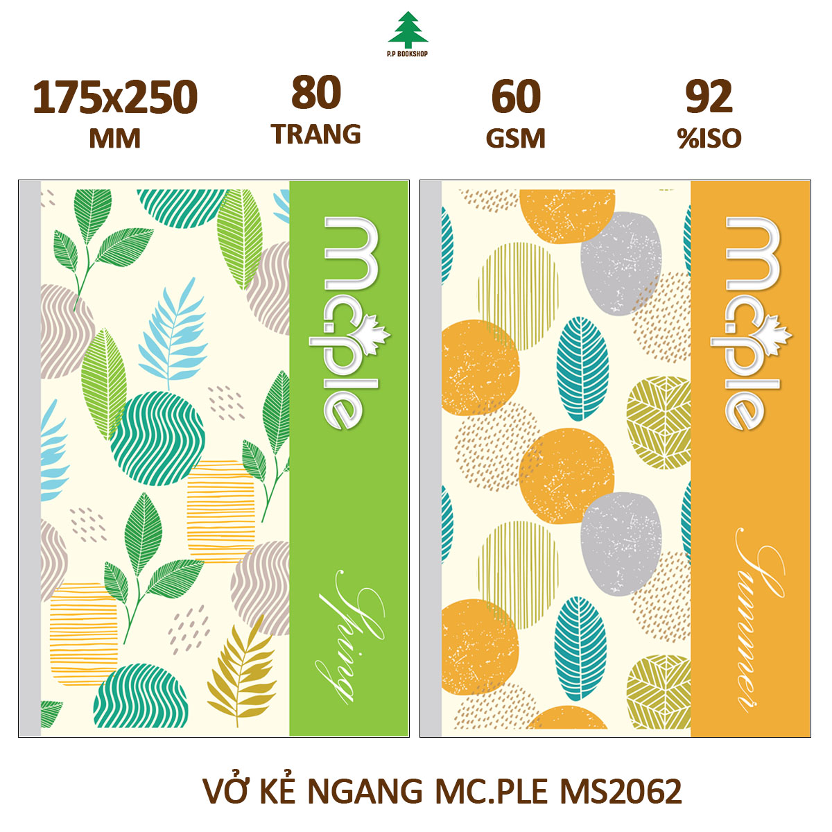 Vở kẻ ngang b5 mc.ple 80 trang seasons, định lượng 60gsm, độ trắng 92% iso - sổ tập vở chất lượng, bám mực tốt - ms2062