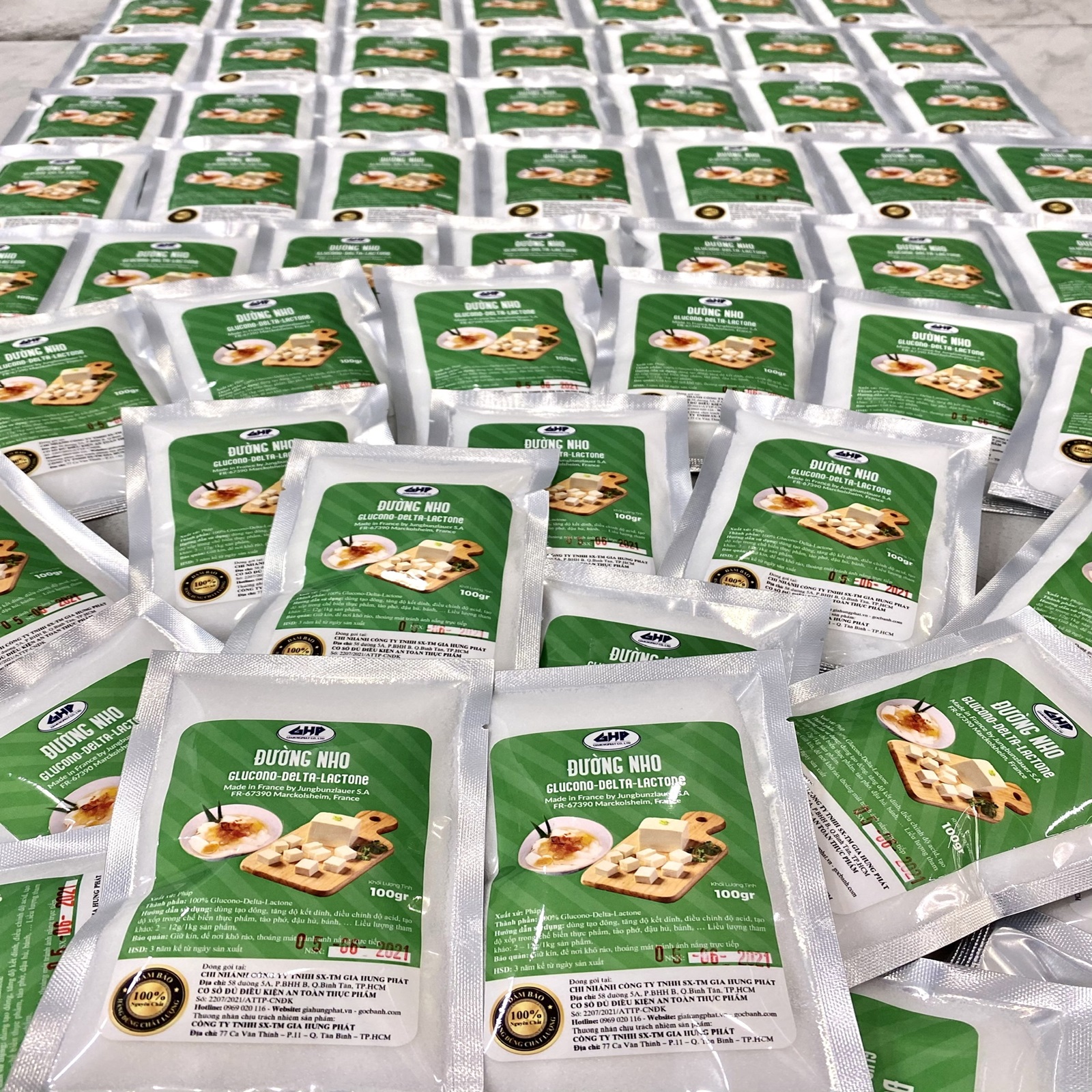 Đường nho Pháp Glucono Delta Lactone gói 100 gram - Đường nho làm tào phớ, tào hủ không thạch cao.