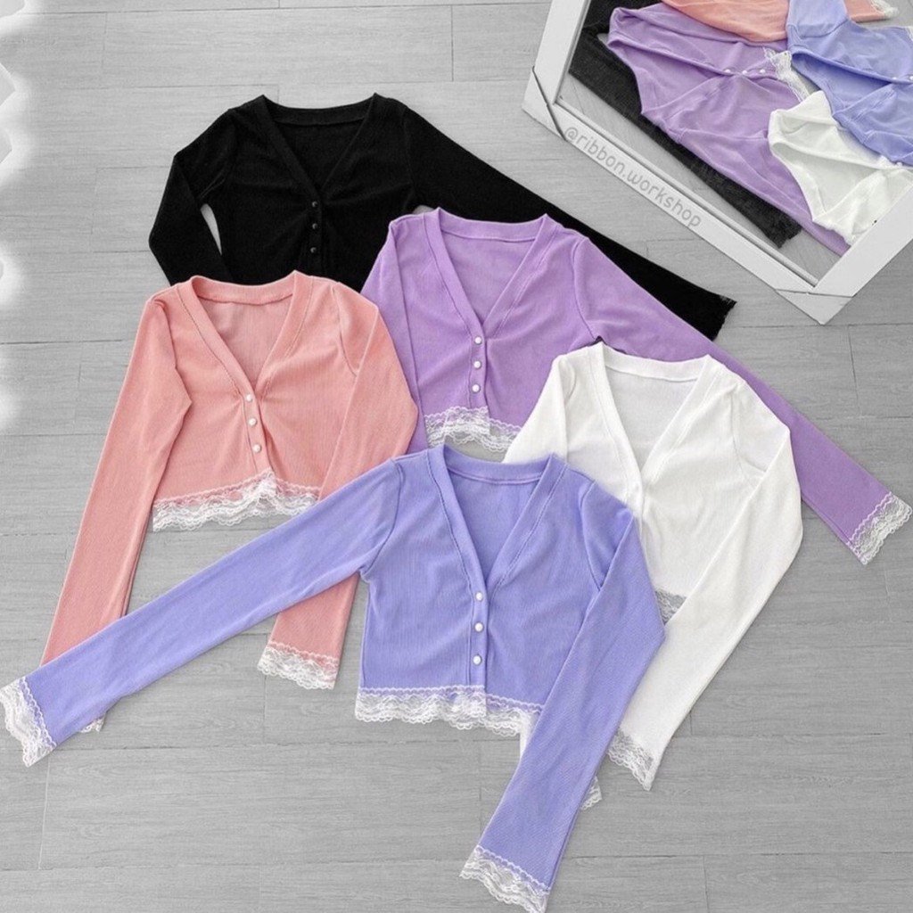 [HÌNH THẬT] ÁO CROPTOP GIẢ KHOÁC NHẸ DÀI TAY CO GIÃN CỔ TIM - ÁO KIỂU CRT ULZANG HOT GIRL TRƠN BASIC GÀI NÚT 4