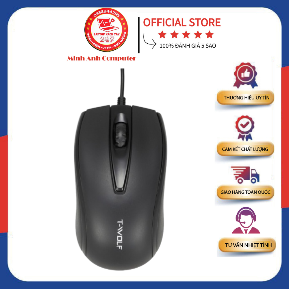 Chuột máy tính mouse t - wolf v13 văn phòng có dây cổng usb