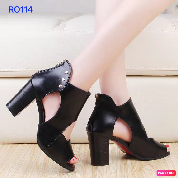 GIÀY BOOT NỮ CỔ THẤP GIÀY CAO GÓT HÀNG HIỆU ROSATA PHÁ CÁCH RO114