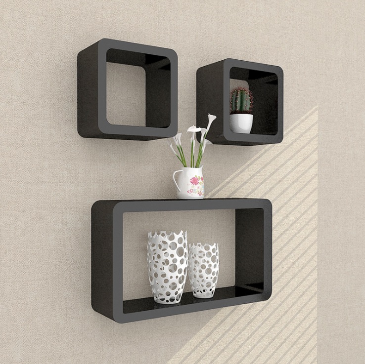 [HCM]Kệ treo tường - Kệ gỗ trang trí bộ chữ nhật và ô vuông gỗ lõi xanh chống ẩm + Tặng phụ kiện lắp đặt.