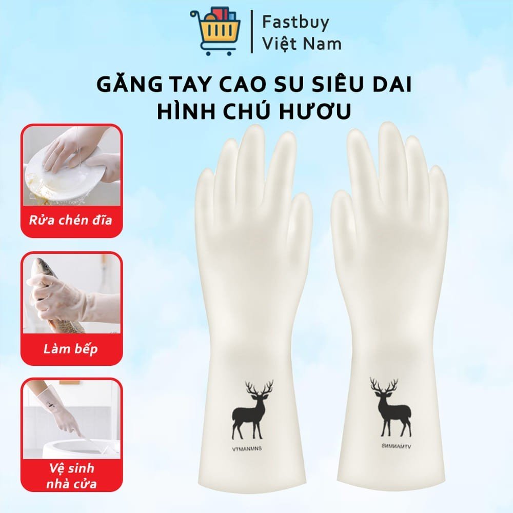 [Voucher 7% Max 800K]Gang Tay Cao Su Con Hươu Rửa Bát Chén Đa Năng ,Bao Tay Dài Làm Bếp Vườn Siêu Dai Bền Chống Hóa Chất Chịu Nhiệt Tốt